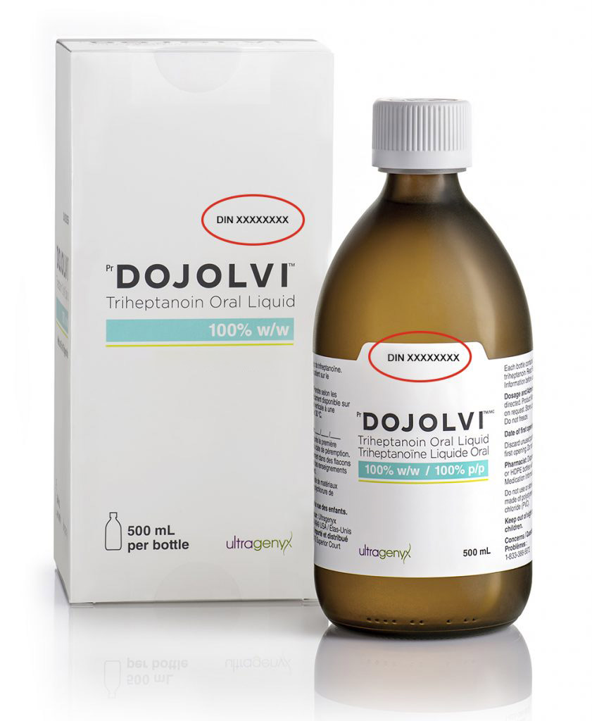 DIN location on Dojolvi packaging